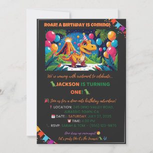 Roarsome Dino Birthday Card – Editable