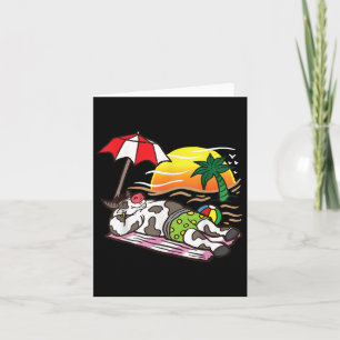 Roast Beef Cow Tanning At The Beach Funny Bbq Meat Card
