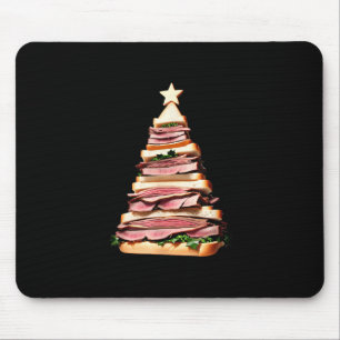 Roast Beef Sandwich Christmas Tree Mouse Pad