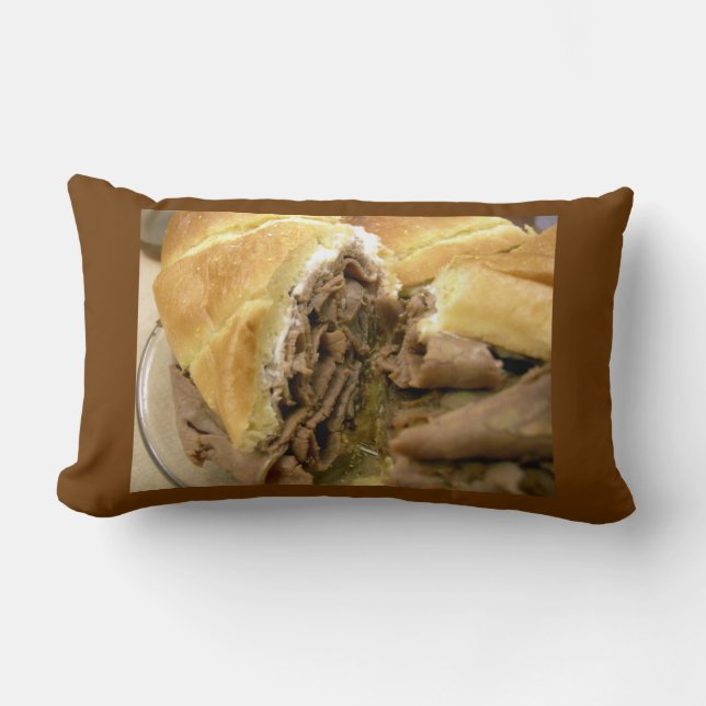 Roast beef sandwich with creamy goat cheese lumbar cushion (Front)
