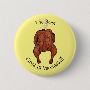 Roast chicken cartoon illustration 6 cm round badge