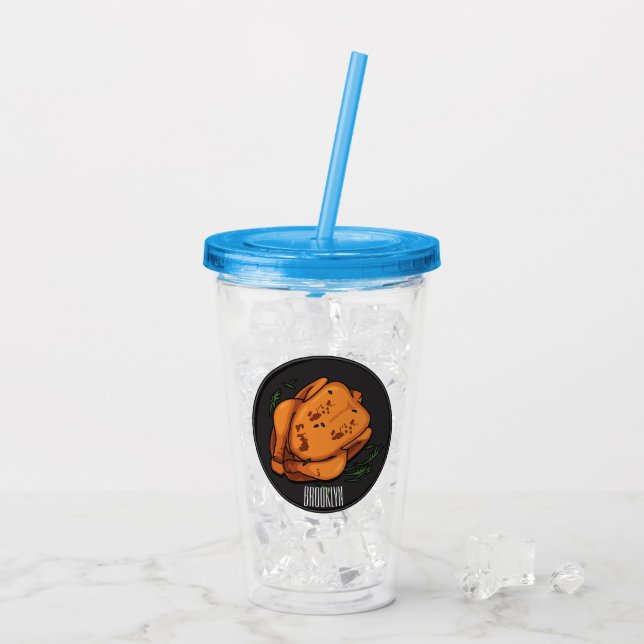 Roast chicken cartoon illustration acrylic tumbler (Back Ice)