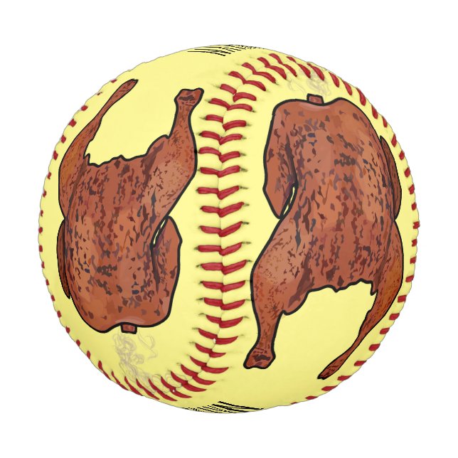Roast chicken cartoon illustration  baseball (Angled)