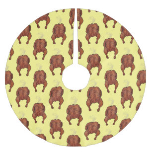 Roast chicken cartoon illustration  brushed polyester tree skirt