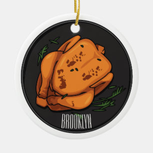 Roast chicken cartoon illustration ceramic tree decoration