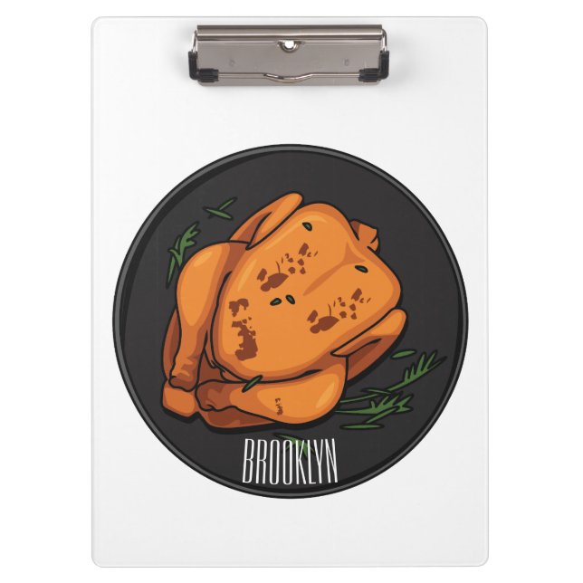 Roast chicken cartoon illustration clipboard (Front)