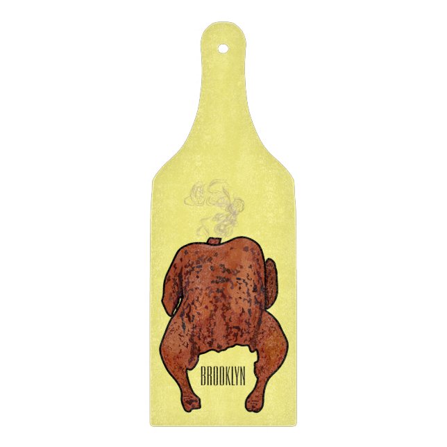 Roast chicken cartoon illustration  cutting board (Front)