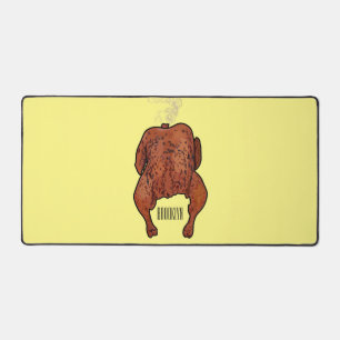 Roast chicken cartoon illustration desk mat