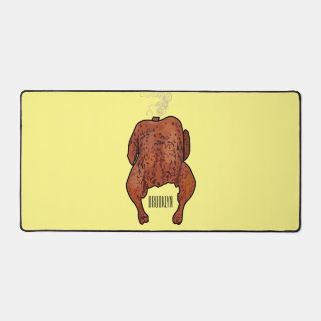Roast chicken cartoon illustration  desk mat (Front)