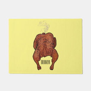 Roast chicken cartoon illustration doormat