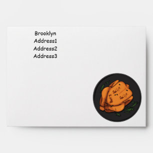 Roast chicken cartoon illustration envelope