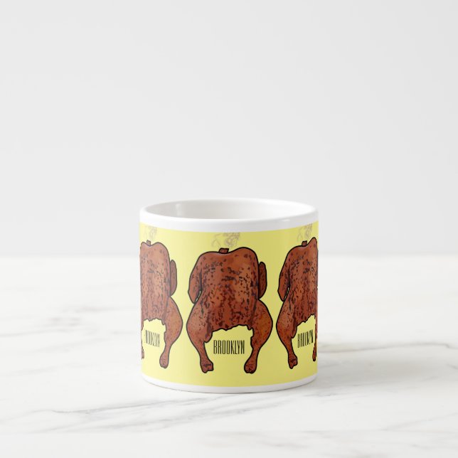 Roast chicken cartoon illustration  espresso cup (Front)