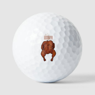 Roast chicken cartoon illustration golf balls