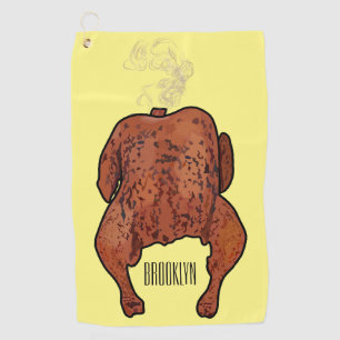 Roast chicken cartoon illustration golf towel