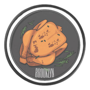Roast chicken cartoon illustration hockey puck