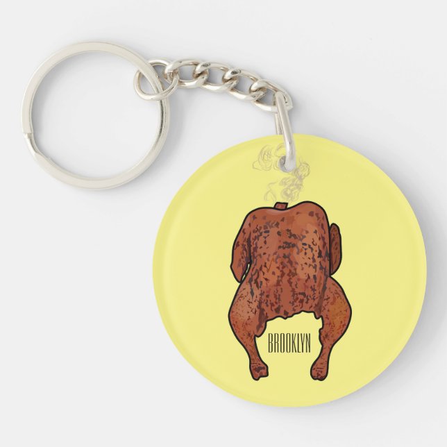Roast chicken cartoon illustration  key ring (Front)