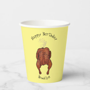 Roast chicken cartoon illustration paper cups