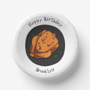 Roast chicken cartoon illustration paper plate
