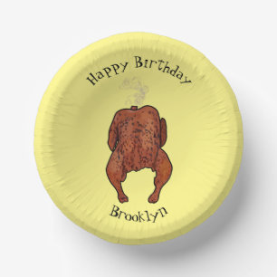 Roast chicken cartoon illustration paper plate