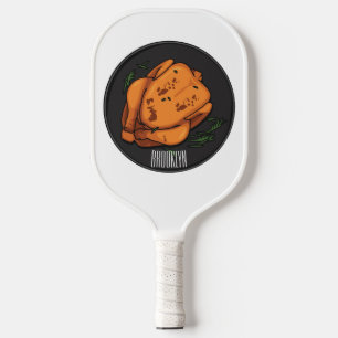 Roast chicken cartoon illustration pickleball paddle