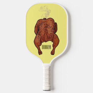 Roast chicken cartoon illustration  pickleball paddle