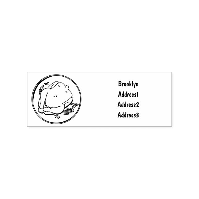 Roast chicken cartoon illustration rubber stamp (Imprint)