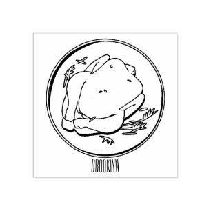 Roast chicken cartoon illustration rubber stamp