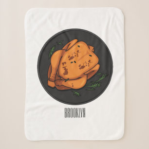 Roast chicken cartoon illustration sherpa blanket