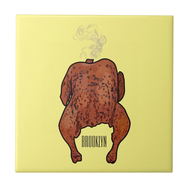 Roast chicken cartoon illustration  tile (Front)