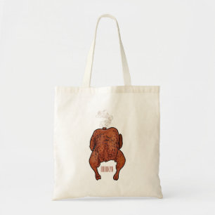 Roast chicken cartoon illustration tote bag