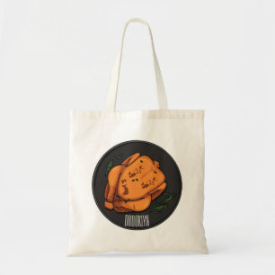 Roast chicken cartoon illustration tote bag