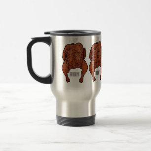 Roast chicken cartoon illustration travel mug