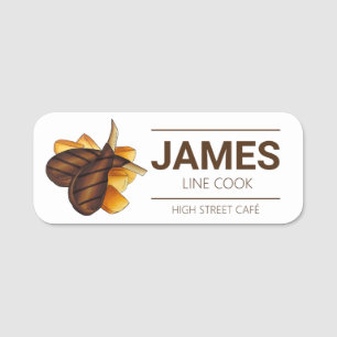 Roast Leg of Lamb Chops Potatoes Restaurant Food  Name Tag