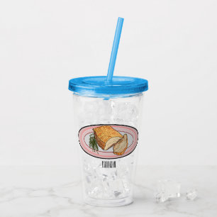 Roast pork belly cartoon illustration acrylic tumbler