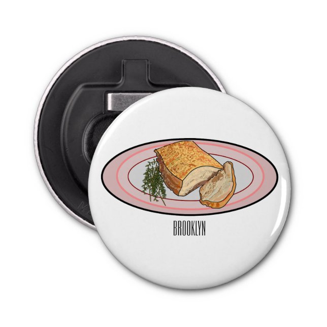 Roast pork belly cartoon illustration  bottle opener (Front)