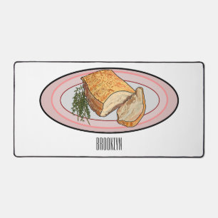 Roast pork belly cartoon illustration  desk mat