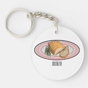 Roast pork belly cartoon illustration  key ring