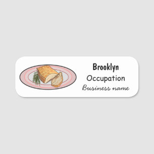 Roast pork belly cartoon illustration name tag