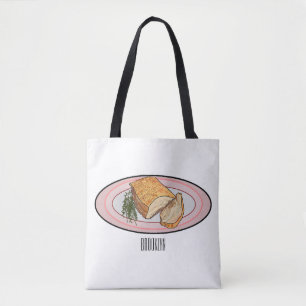 Roast pork belly cartoon illustration  tote bag