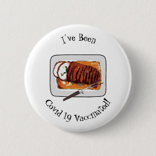 Roast turkey breast cartoon illustration 6 cm round badge