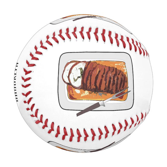 Roast turkey breast cartoon illustration  baseball (Front Left)