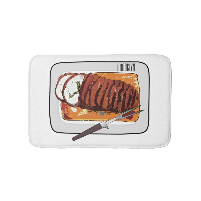 Roast turkey breast cartoon illustration bath mat (Front)