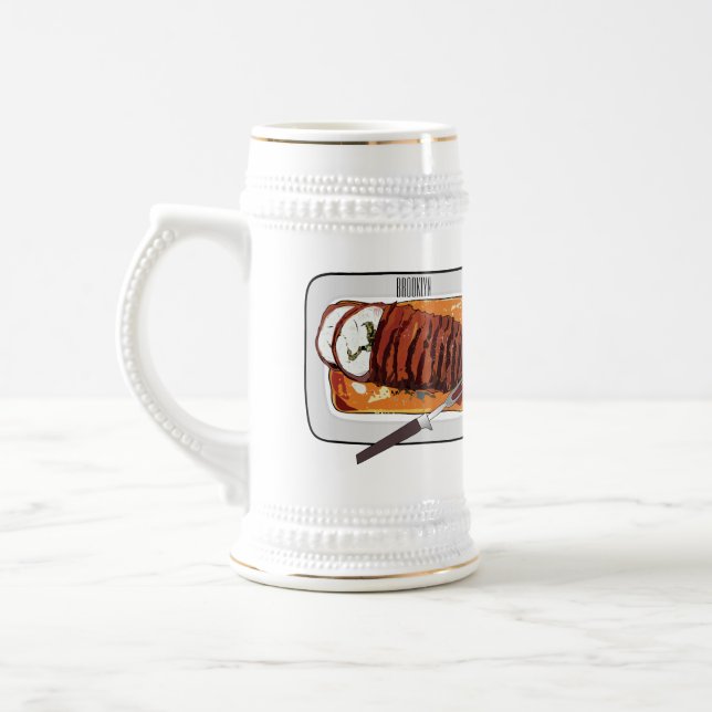 Roast turkey breast cartoon illustration beer stein (Left)