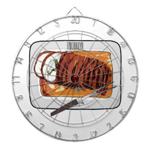 Roast turkey breast cartoon illustration dartboard