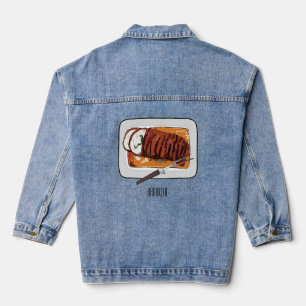 Roast turkey breast cartoon illustration denim jacket