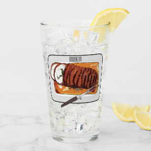 Roast turkey breast cartoon illustration  glass