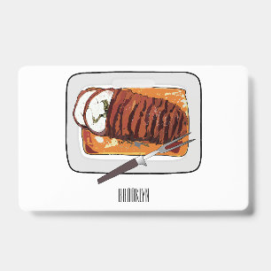 Roast turkey breast cartoon illustration ID badge