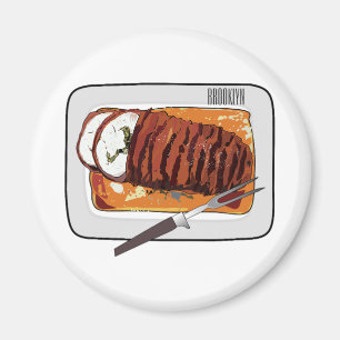 Roast turkey breast cartoon illustration magnet