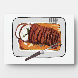 Roast turkey breast cartoon illustration plaque