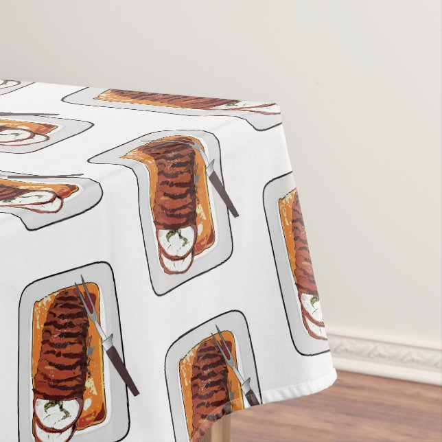 Roast turkey breast cartoon illustration  tablecloth (In Situ)